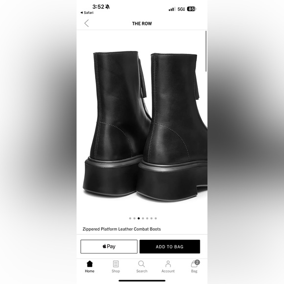 The Row Zippered Platform Combat Boots - Picture 2 of 11